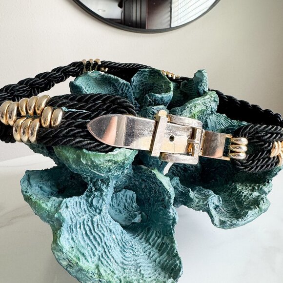 Vintage Black Cord and Gold Fashion Belt - Picture 1 of 6